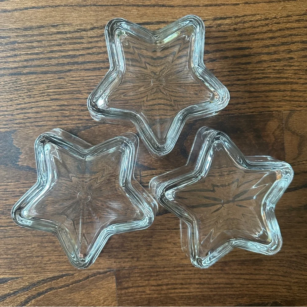 Crate & Barrel Set of 3 Glass Star Bowls